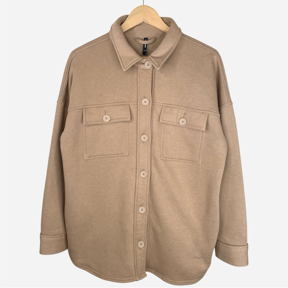 LAZYPANTS Amber Fleece Oversized Shacket Jacket - Camel - Size XL